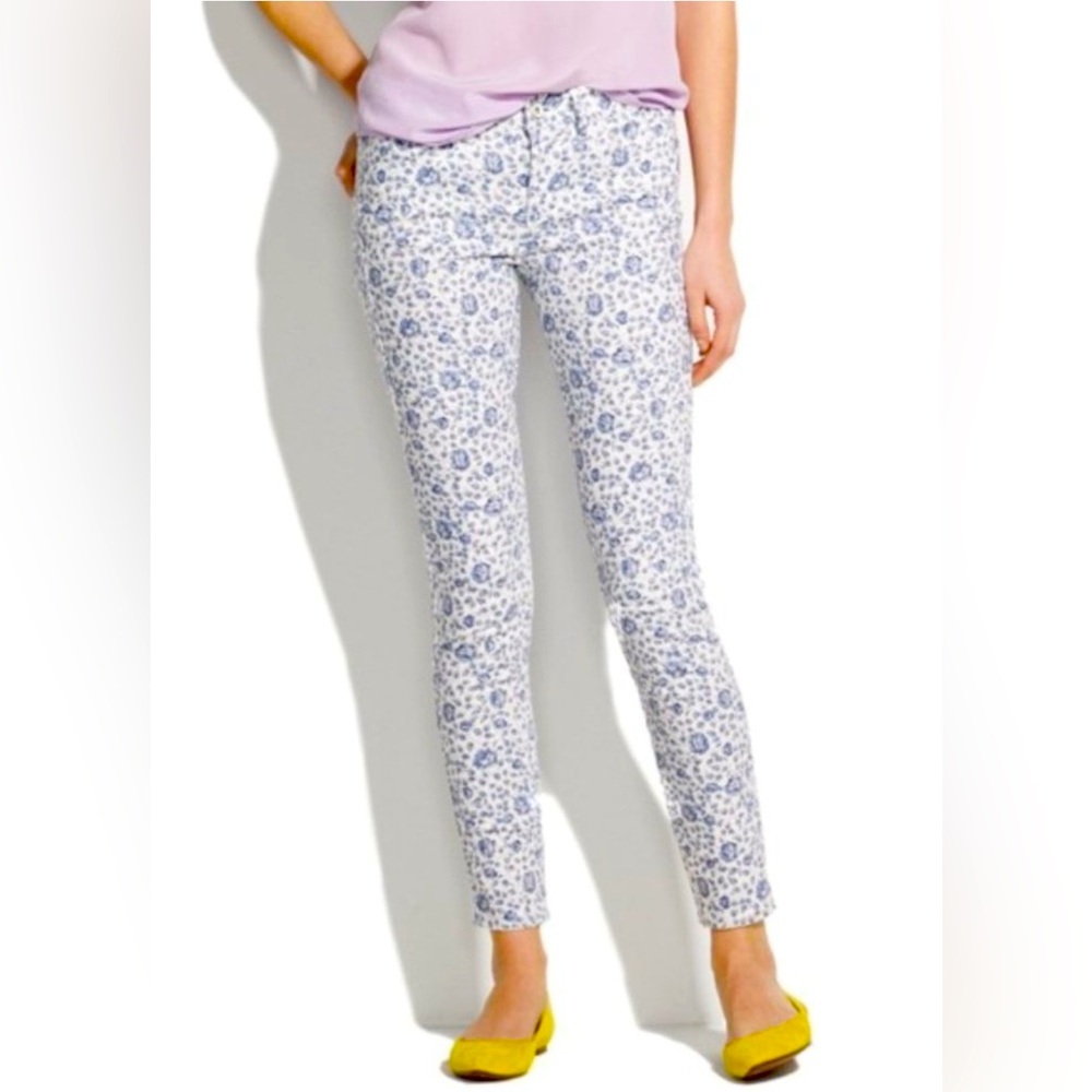 Madewell White & Blue Floral Skinny Ankle Cropped Jeans 26